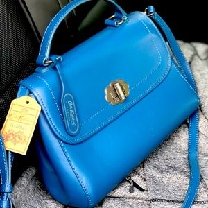 Cathy Kidston Blue leather turnlock handbag